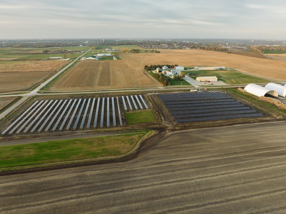 aerial view of the solar farm