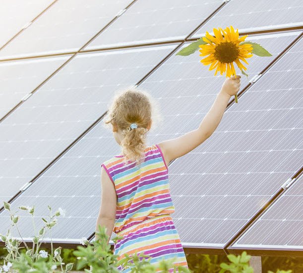 Solar panel girl flower