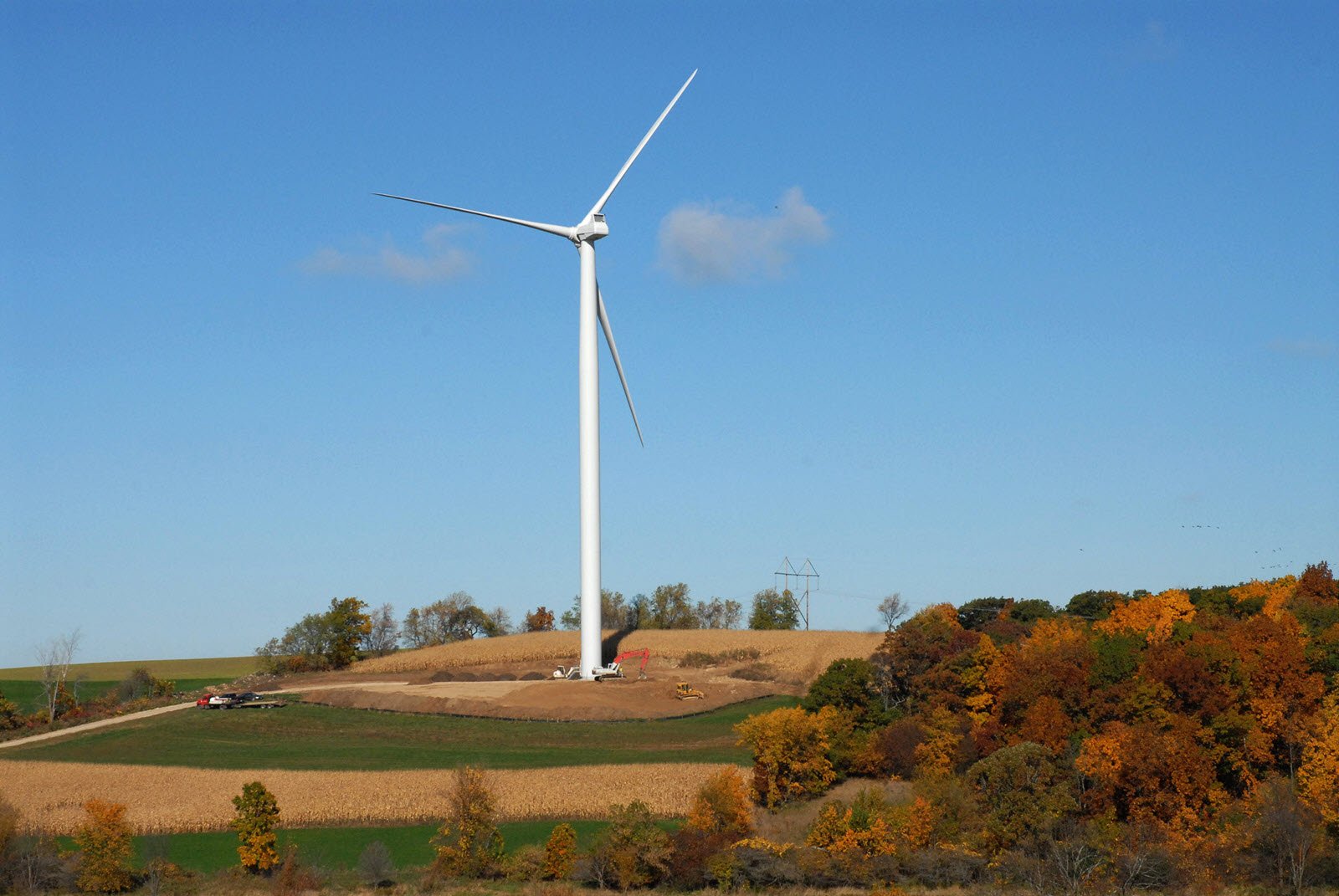 A wind turbine in a farm field