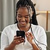 smiling woman on a phone