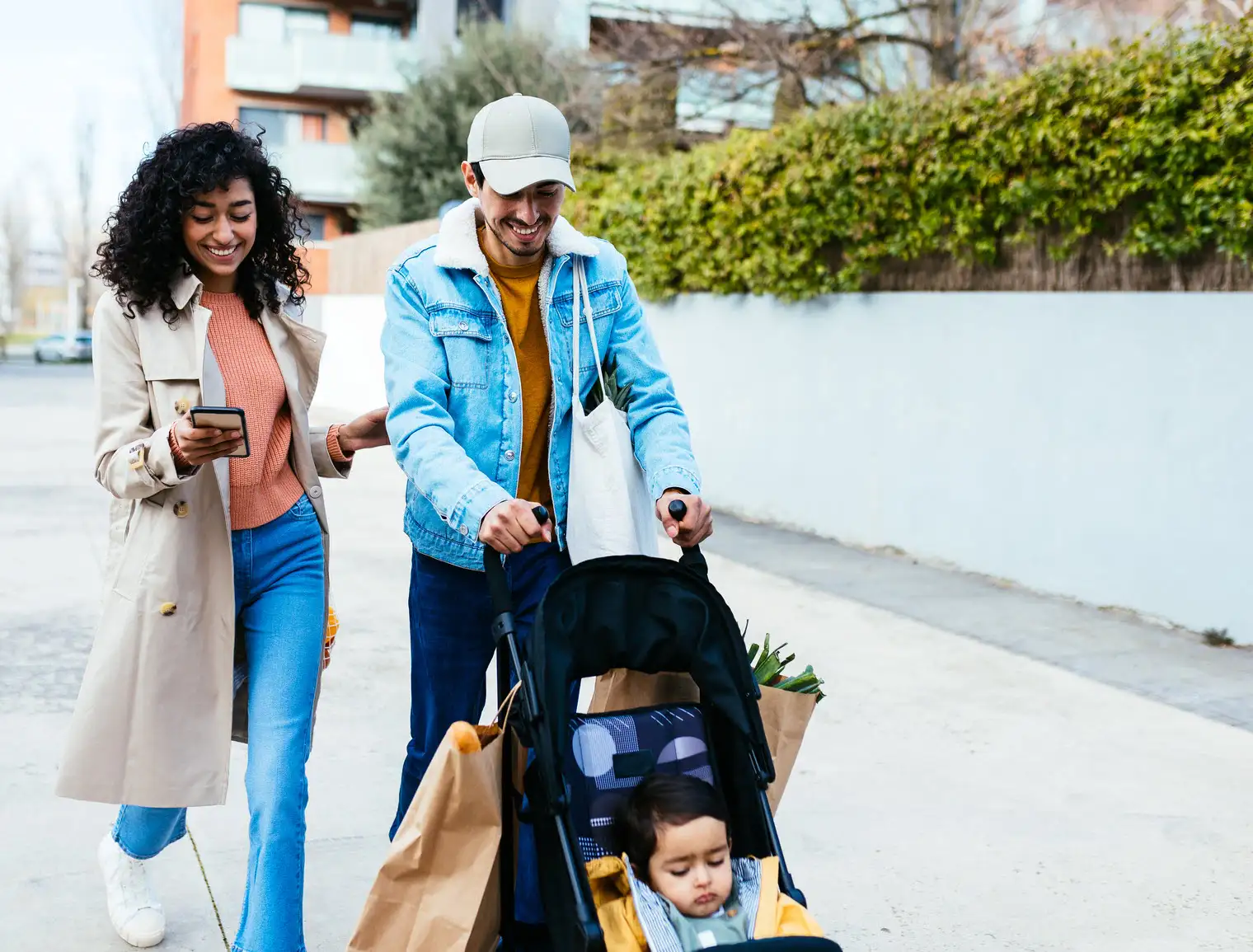 family walking with a stroller
