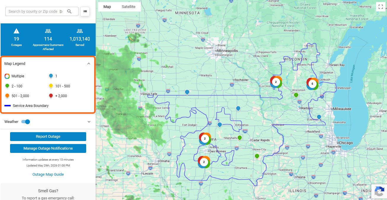 Outage map screenshot