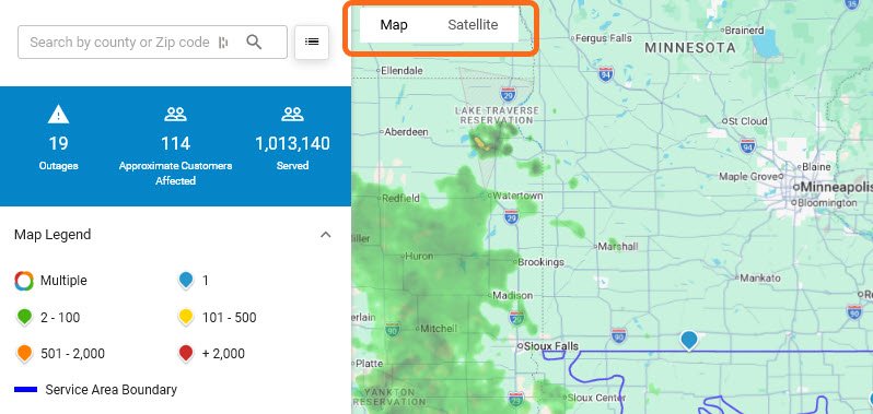 Outage map screenshot