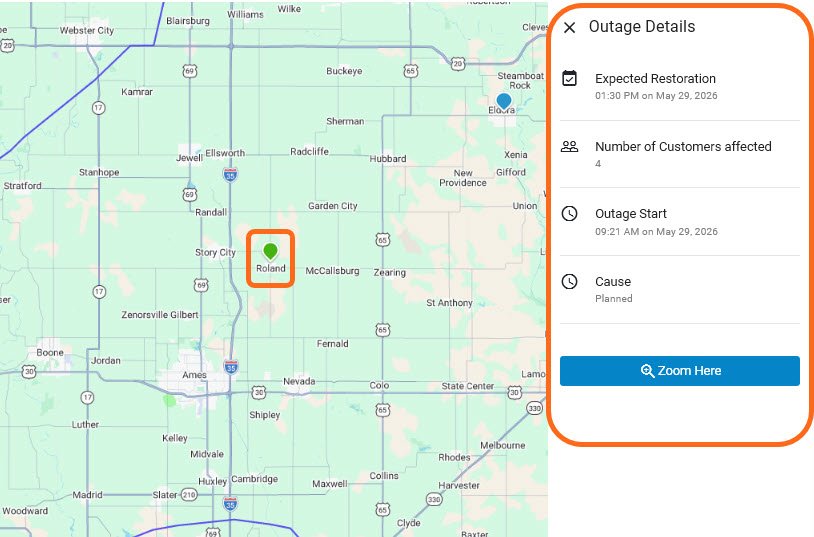 Outage map screenshot