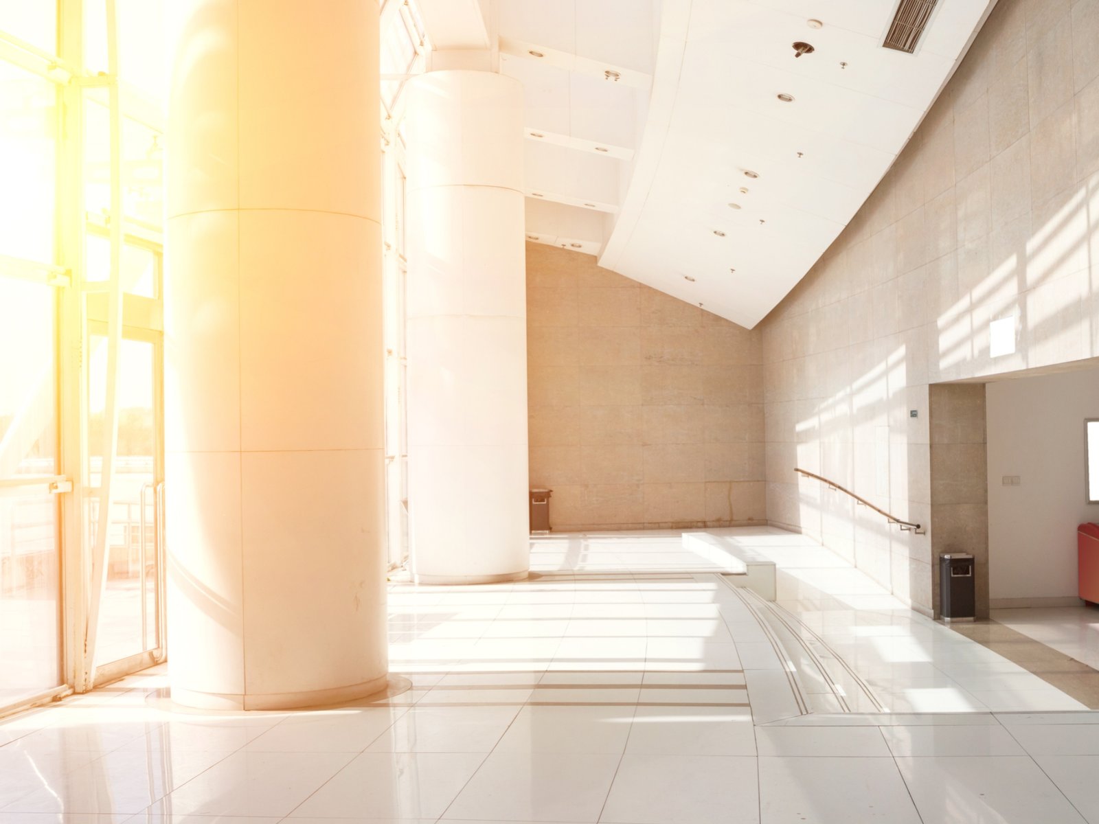 Facility with sun shining through window