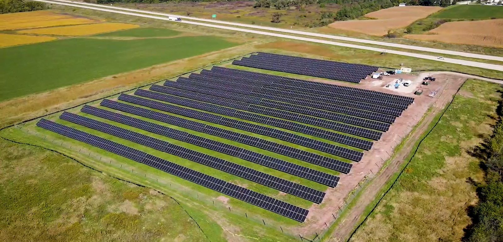 Fond du Lac solar garden from the air